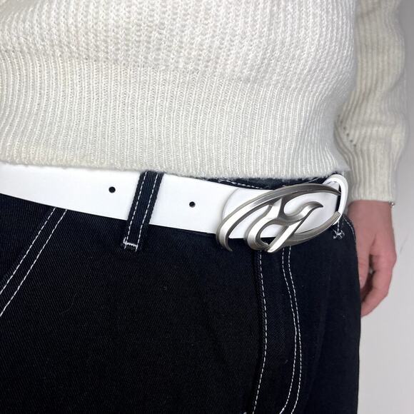 y2k 2000s chrome star futuristic cross emblem white grunge silver emo belt - Picture 3 of 5